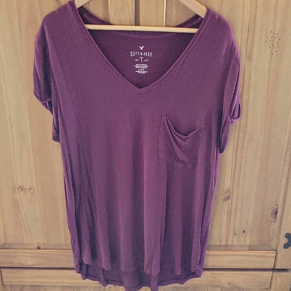 American Eagle Outfitters Purple Short Sleeve Relaxed Tee